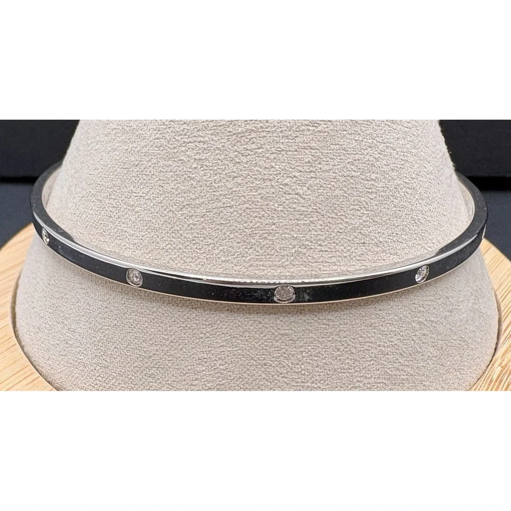 Vintage Swarovski Swan Signed Silver Tone Crystal Bracelet Bangle Dainty Minimal